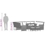vidaXL 4-tlg. Garten-Sofagarnitur aus Rattan mit Tisch und Hockern, schwarz.