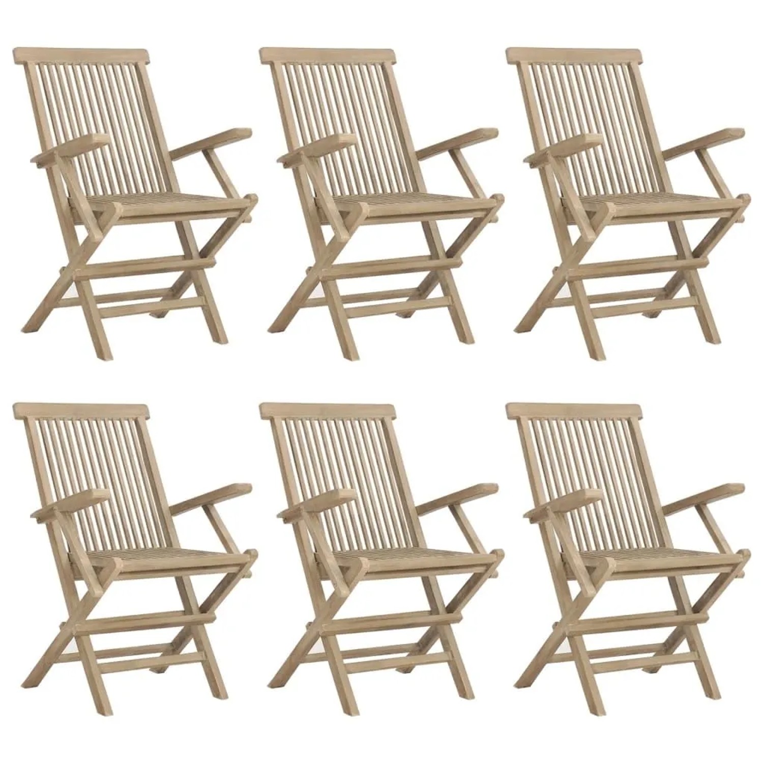 vidaXL Gartenstühle 6 Stk Klappbar Grau 56x61x89 cm Massivholz Teak 3155071 günstig online kaufen