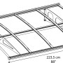Palram Canopia Bordeaux Vordach 2.2x1.4 m, weiß, klar, mit Maßangaben.