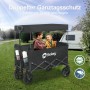 Sekey XXL Bollerwagen, faltbar, schwarz, mit Dach und Kindern im Garten.