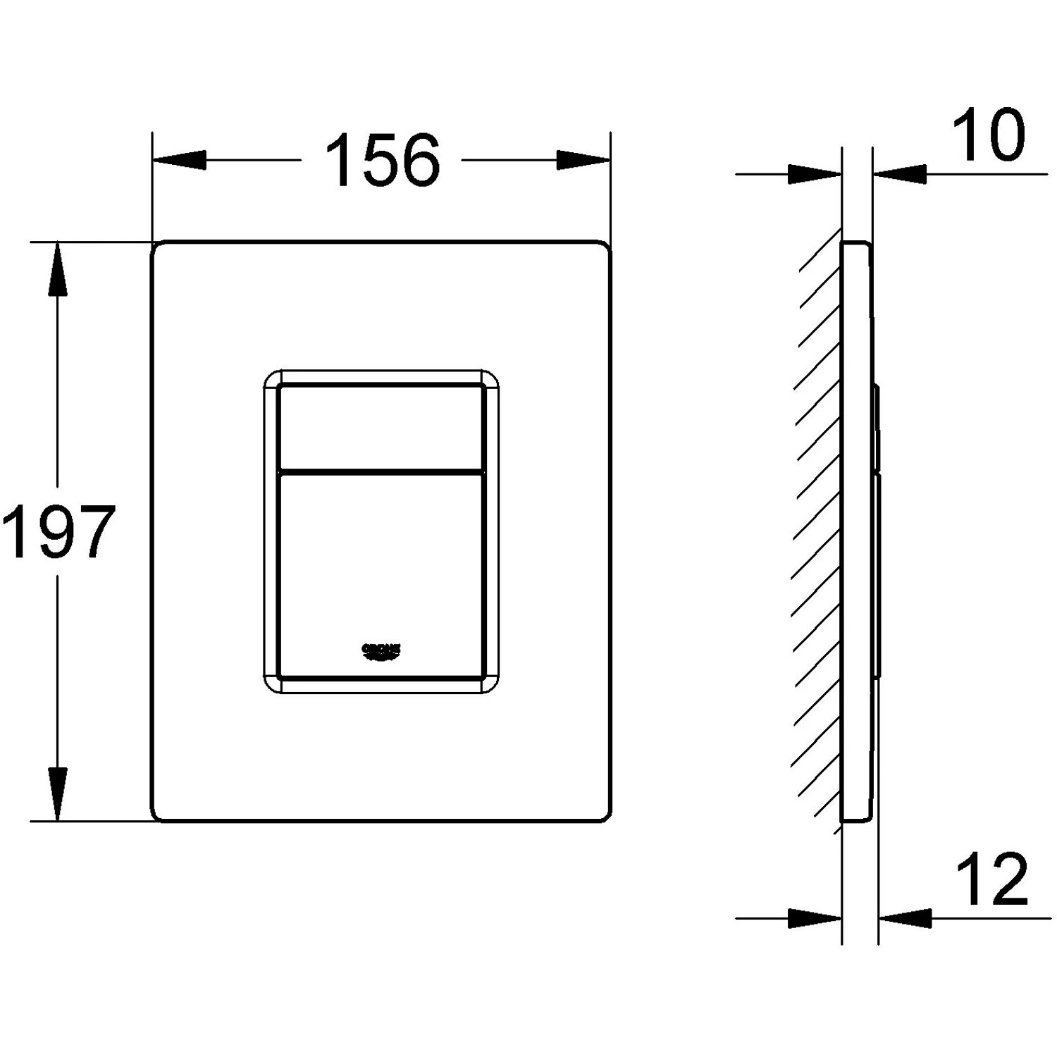 Grohe QuickFix Even WC-Drückerplatte in Chrom, Maße 156x197mm, für 2-Mengen-Spülung.