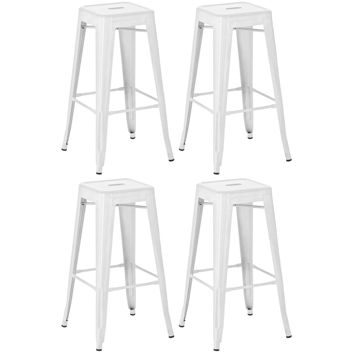 DELUKE 4er Set Barhocker DOLAN Metall Weiß 43x43x76cm Barstuhl Tresenhocker Tresenstuhl