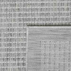 Grauer Ayyildiz Outdoor-Teppich Giza, 160x160 cm, in Sisal-Optik für Balkon und Terrasse.