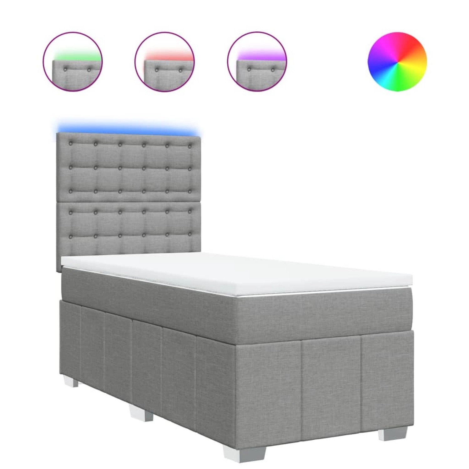 vidaXL Boxspringbett mit Matratze Hellgrau 90x200 cm Stoff 3293865 günstig online kaufen