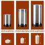 6er Set Windlichter aus Rauchglas mit schwarzem Eisenfuß in 3 Größen. Zylindrische Kerzenhalter für Teelichter und Stumpenkerzen.