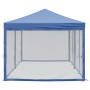 Blaues, faltbares Partyzelt 3x6 m mit Seitenwänden für Outdoor-Events.