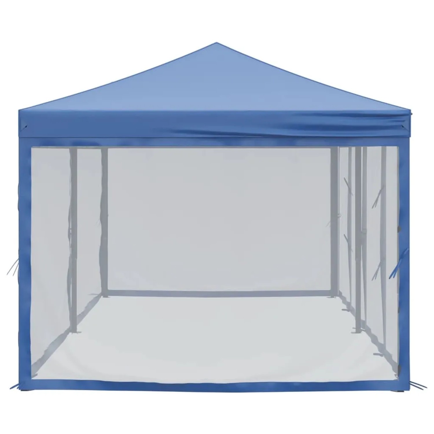 Blaues, faltbares Partyzelt 3x6 m mit Seitenwänden für Outdoor-Events.