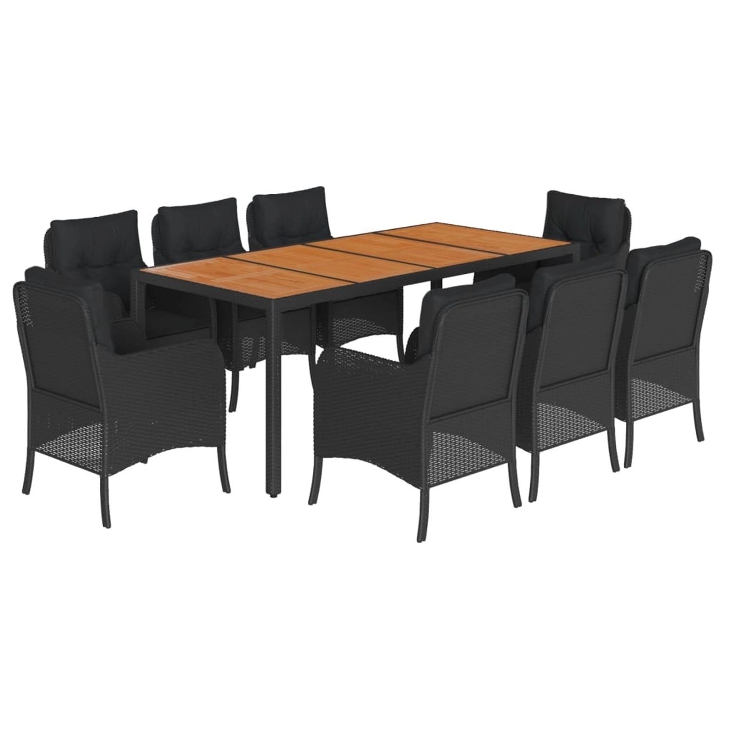 vidaXL 9-Tlg Garten-Essgruppe mit Kissen Schwarz Poly Rattan 3211871 günstig online kaufen