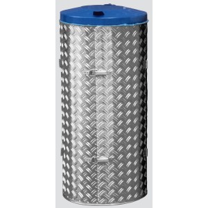 PROREGAL Kompakter Abfallsammler Mit Türe 120 Liter HxBxT 99 x 43,5 x 43,5 cm Edelstahl Alu Duett Blech Deckel Blau