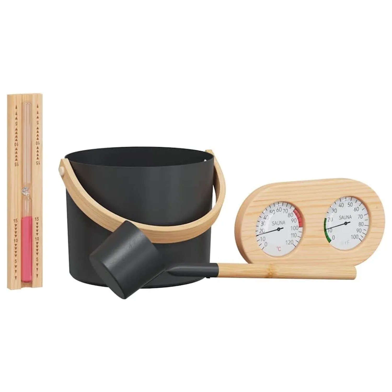 vidaXL Sauna Zubehör Set 4 Stk Schwarz 42023427