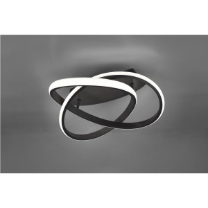 Moderne, schwarze LED-Deckenleuchte Course mit verschlungenen Ringen für Wohnräume.