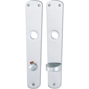 AnsaPro Iller Langschilderpaar für Zimmertür/WC, Alu Natur, mit WC-Verriegelung.