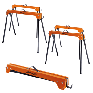 Holmwerk 4x Arbeitsbock Klappbock, orangefarben mit schwarzem Metallgestell, Traglast 1000 kg.