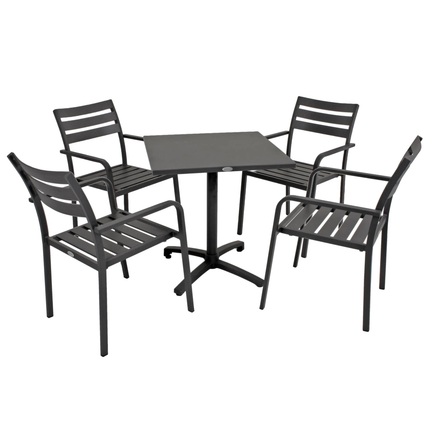 DELUKE Garten-Sitzgruppe WANDA 5-tlg. Aluminium Schwarz Gartenmöbel-Set Gartengarnitur Garten-Essgruppe