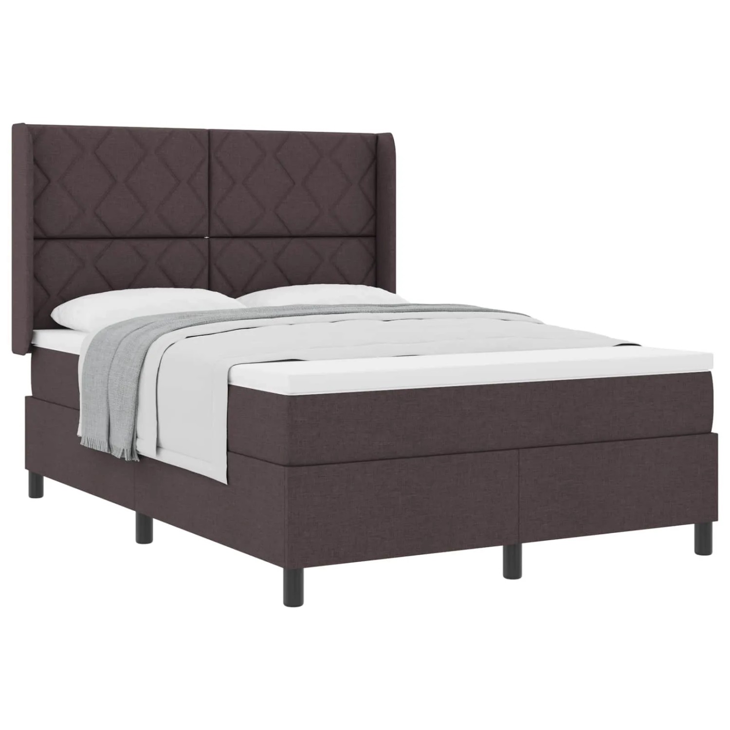 vidaXL Boxspringbett mit Matratze Dunkelbraun 160 x 200 cm Stoff 3341717