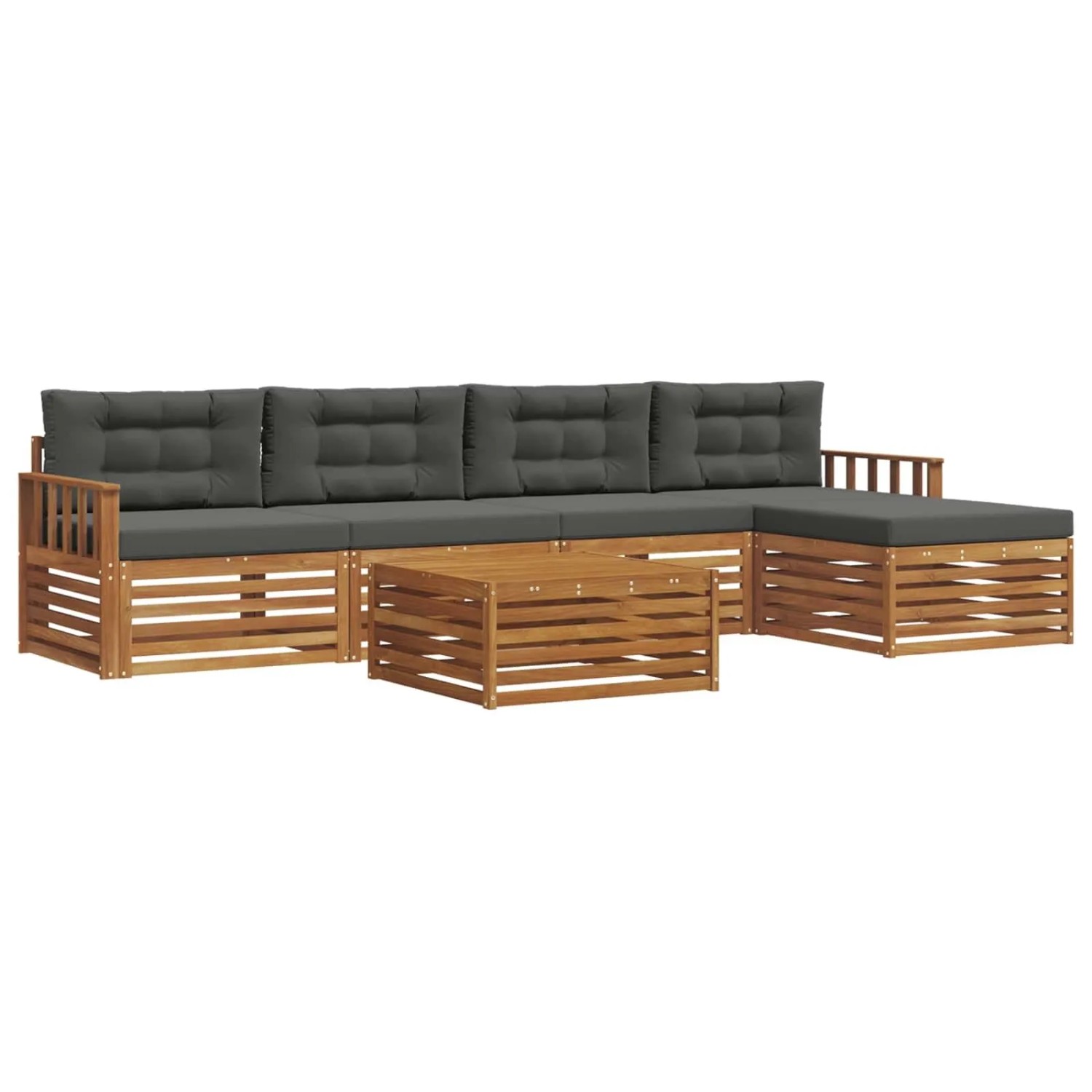 vidaXL Outdoor-Sofagarnitur mit Kissen 6-Tlg Natur und Anthrazit 3373332