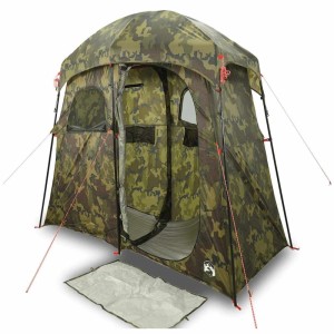 vidaXL Duschzelt für 2 Personen im Tarnmuster. Camping Duschzelt mit wasserdichtem Polyester.