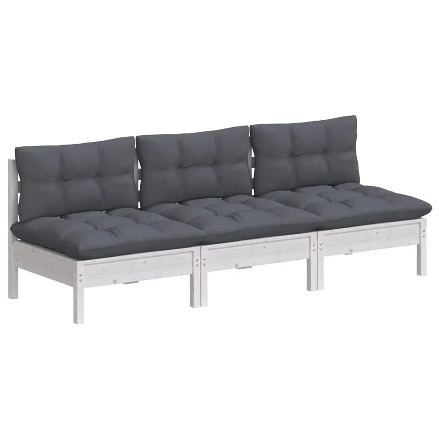 vidaXL 3-Sitzer-Gartensofa mit Anthrazit Kissen Massivholz Kiefer 3096077 günstig online kaufen