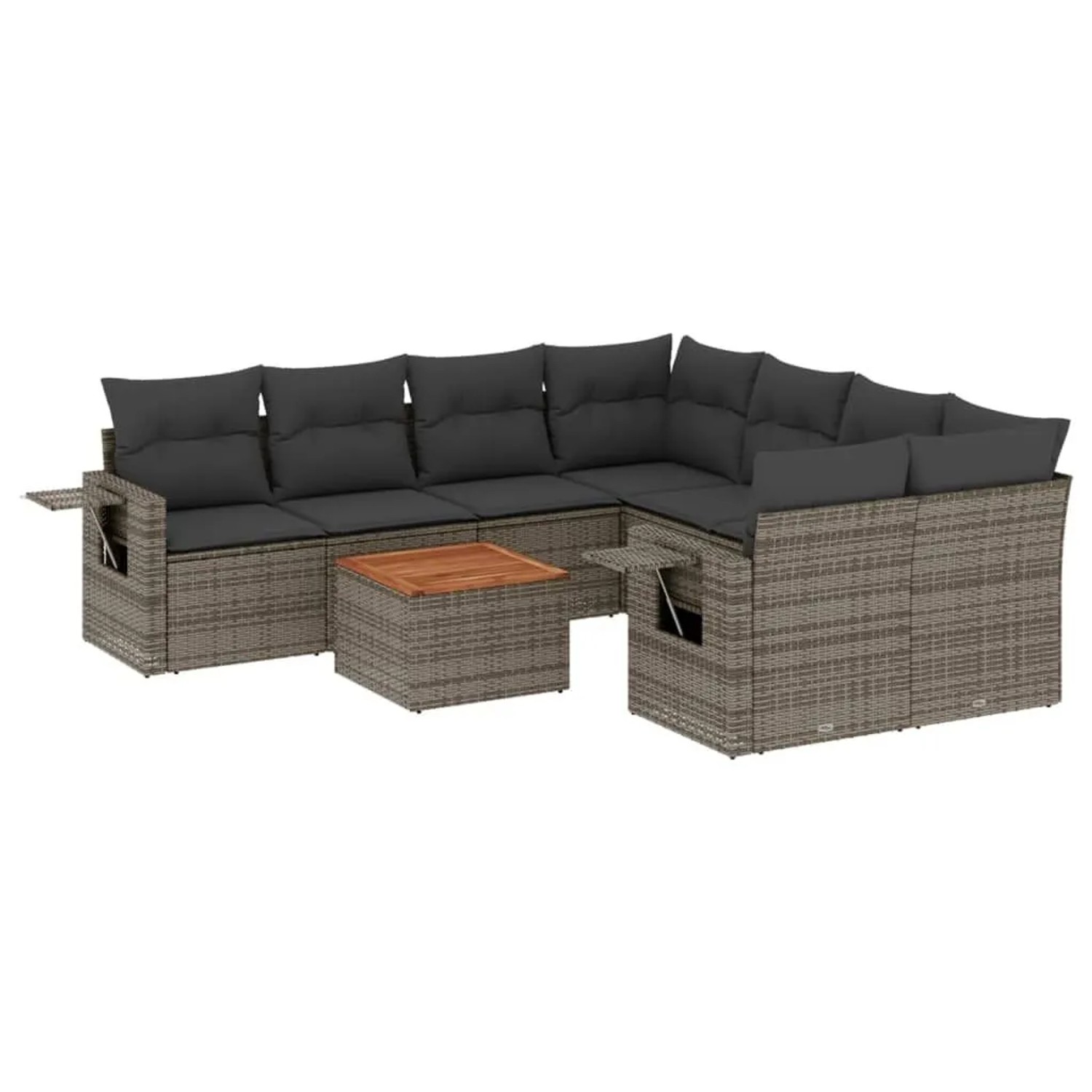 Thumbnail - vidaXL 9-Tlg Garten-Sofagarnitur mit Kissen Grau Poly Rattan 3224492