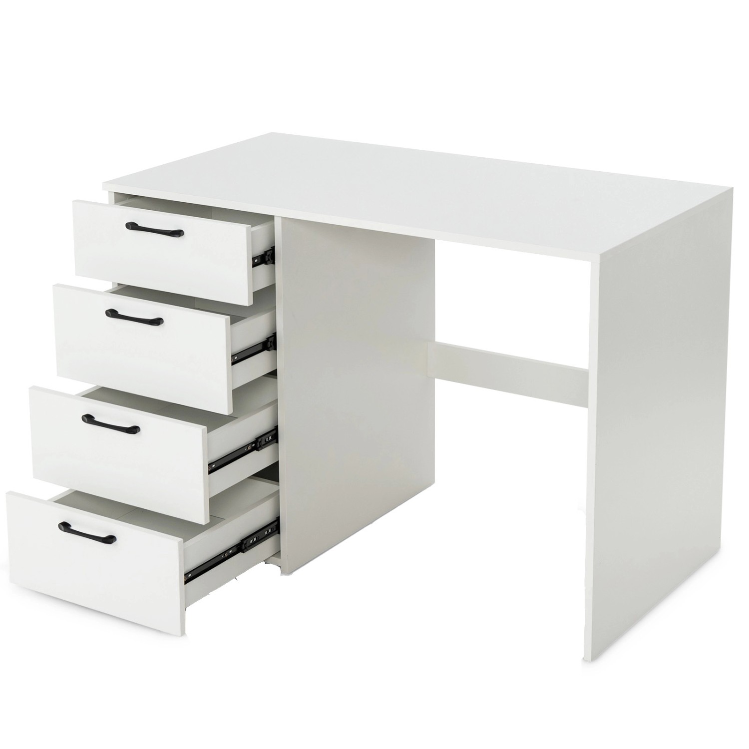 Costway Schreibtisch mit 4 Schubladen 110 x 60 x 76 cm Weiß günstig online kaufen