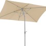 Rechteckiger, naturfarbener Schneider Marktschirm 300x200 cm mit Knickfunktion.