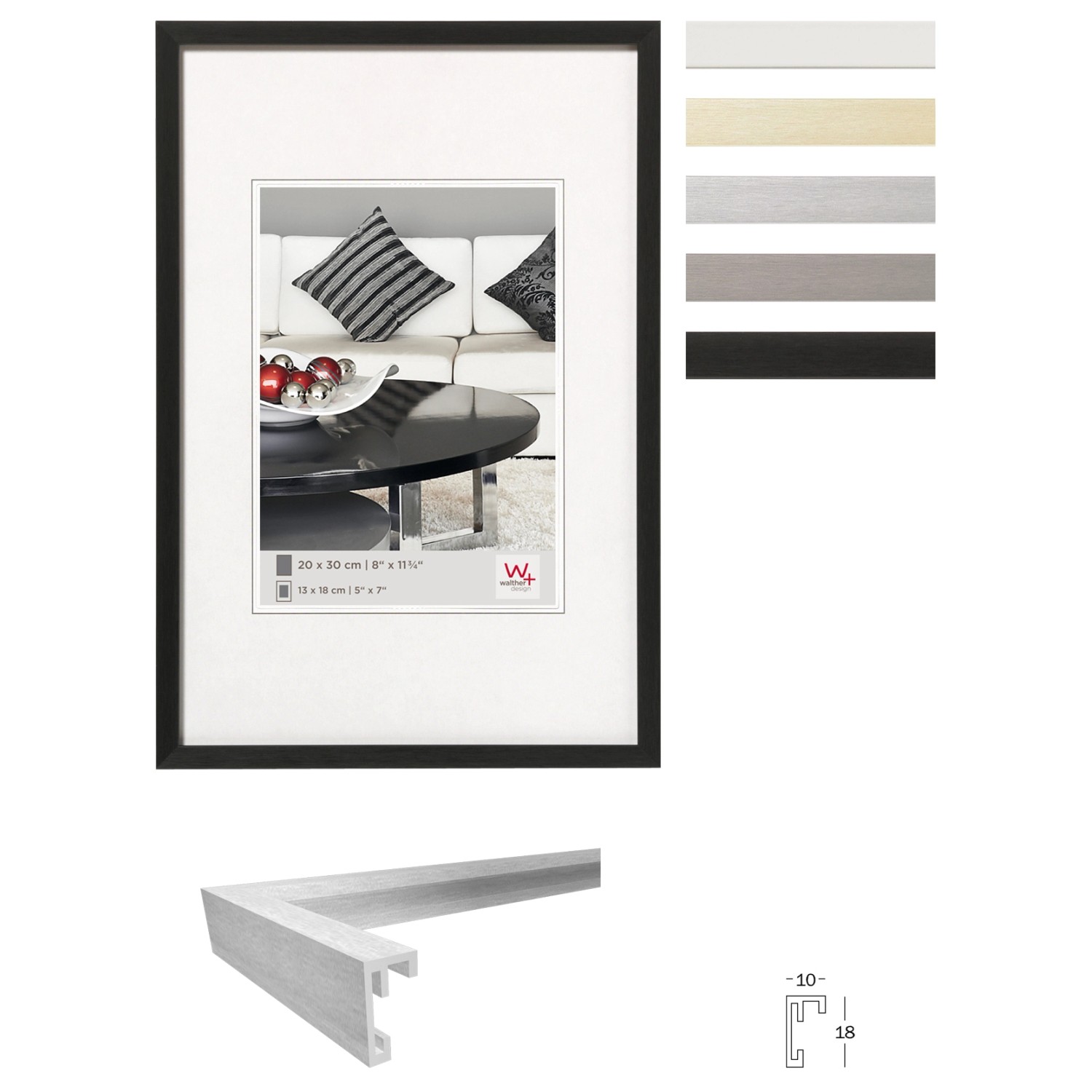 walther design Bilderrahmen Chair Aluminium Gold, 15x20 cm. Dekoartikel für stilvolle Wandgestaltung.