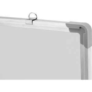Detailansicht Whiteboard 60x45 cm mit Alu-Rahmen und Eckschutz.