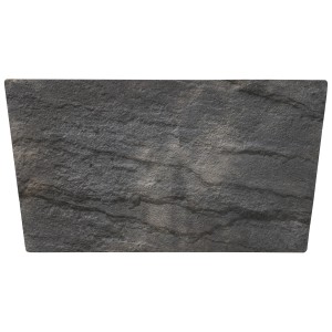 Grau-anthrazitfarbene Kann Rasenkante Nativa mit Natursteinoptik und Trapezform.