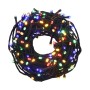 Mehrfarbige LED Lichterkette (150 LEDs, 15m) für Außen, aufgerollt.