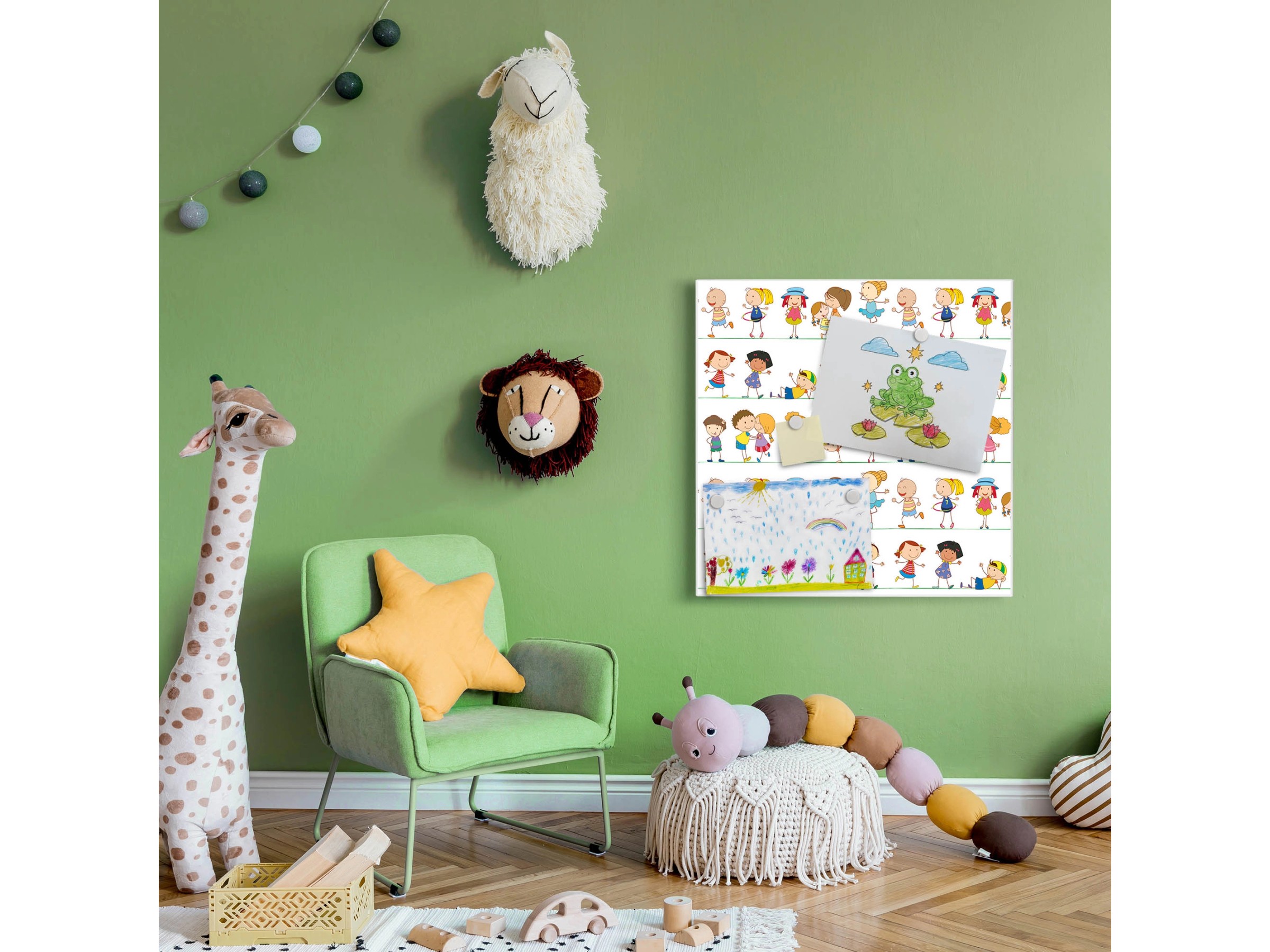 Banjado® Magnettafel 30x75 Cm Mit Motiv Rehkitz – Magnetpinnwand Für Küche, Büro & Kinderzimmer, Inkl. 4 Magnete