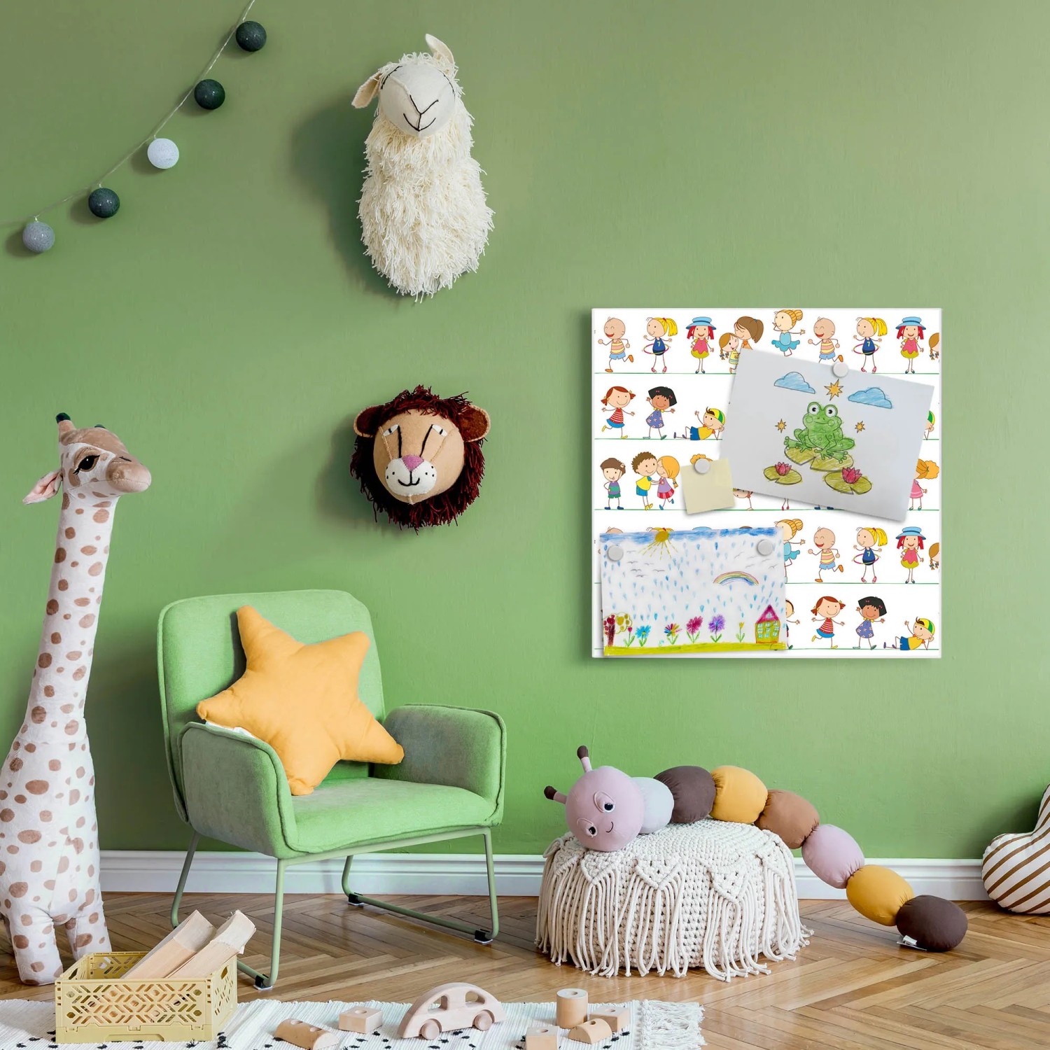 Banjado Magnettafel 30x75 Cm – Motiv „Kacheln“, Mit 4 Magneten, Für Küche, Büro, Kinderzimmer