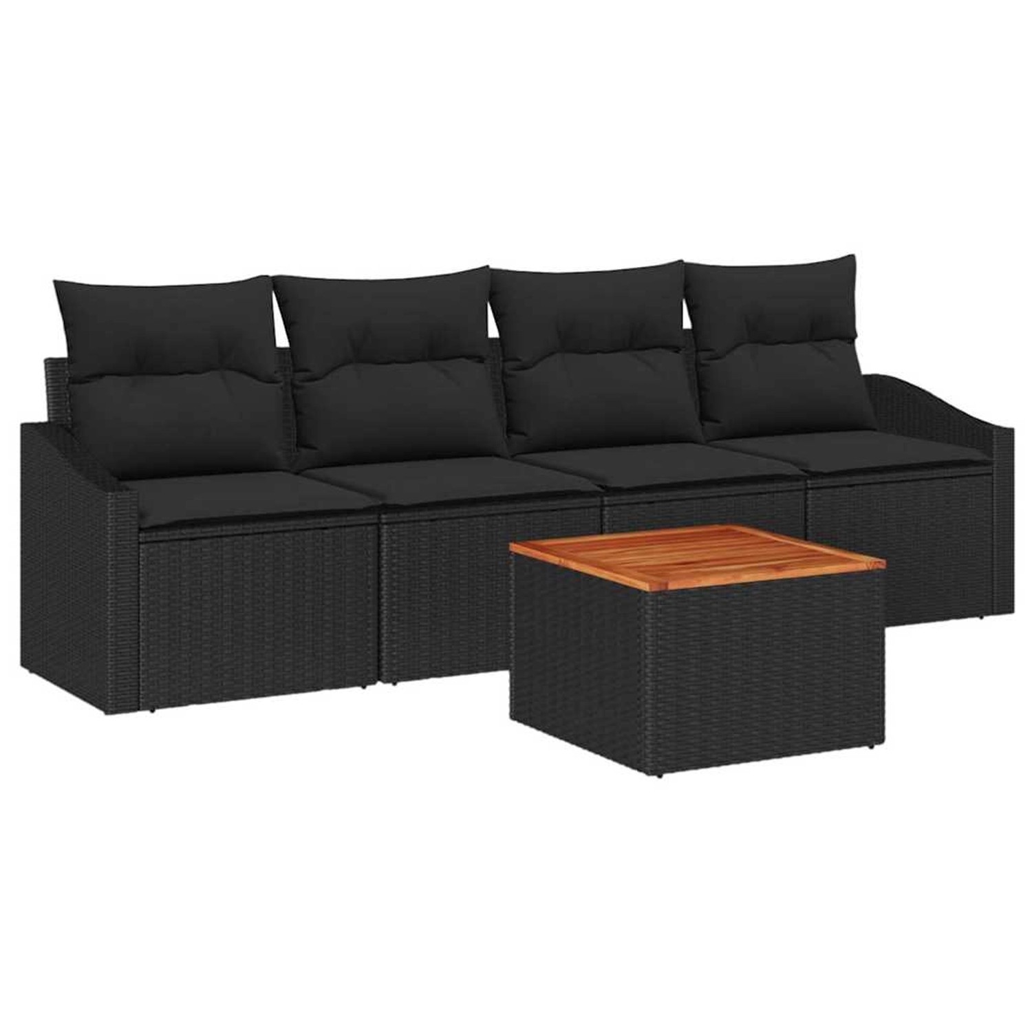 vidaXL Garten-Sofa-Set mit Kissen 5-Tlg Schwarz Poly Rattan 3347765 günstig online kaufen