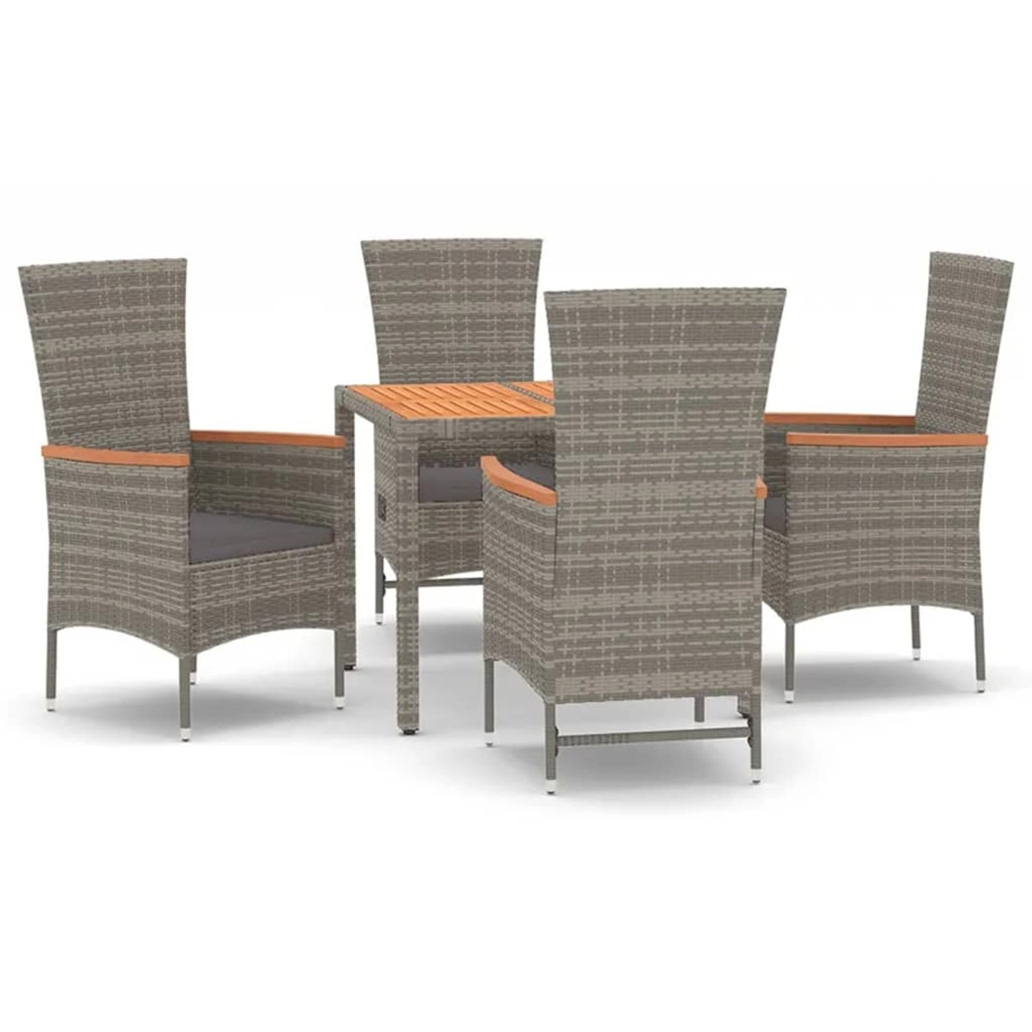 vidaXL 5-Tlg Garten-Essgruppe mit Kissen Grau Poly Rattan 3157536