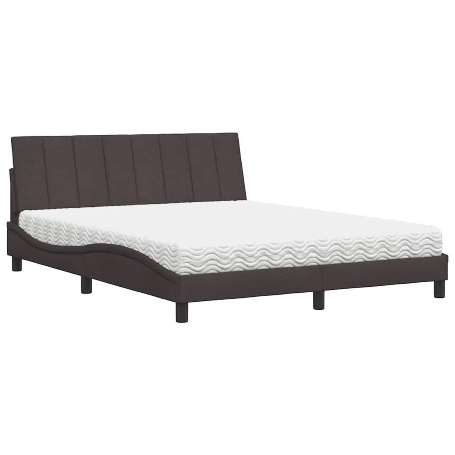 vidaXL Bett mit Matratze Dunkelbraun 160x200 cm Stoff 3310541