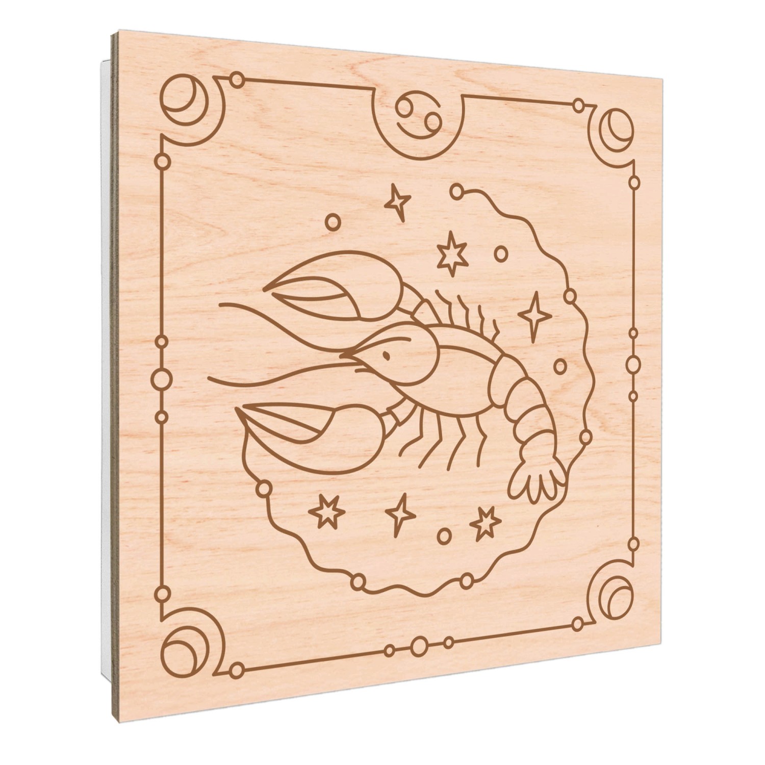 Banjado Schlüsselbox aus Holz, 30x30cm, weiß, mit Krebs-Motiv. Schlüsselkasten für 50 Schlüssel.