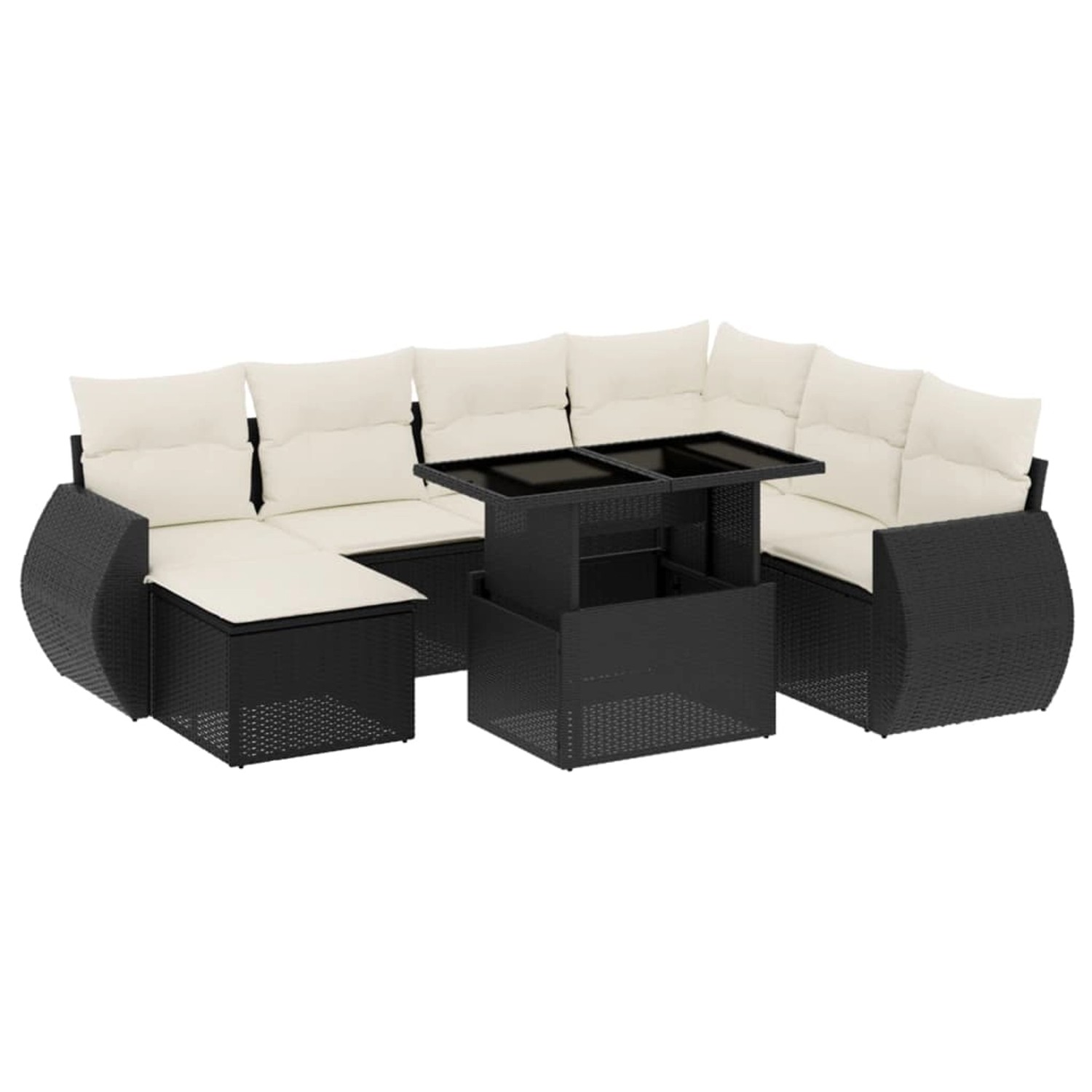 vidaXL 8-Tlg Garten-Sofagarnitur mit Kissen Schwarz Poly Rattan 3268696 günstig online kaufen