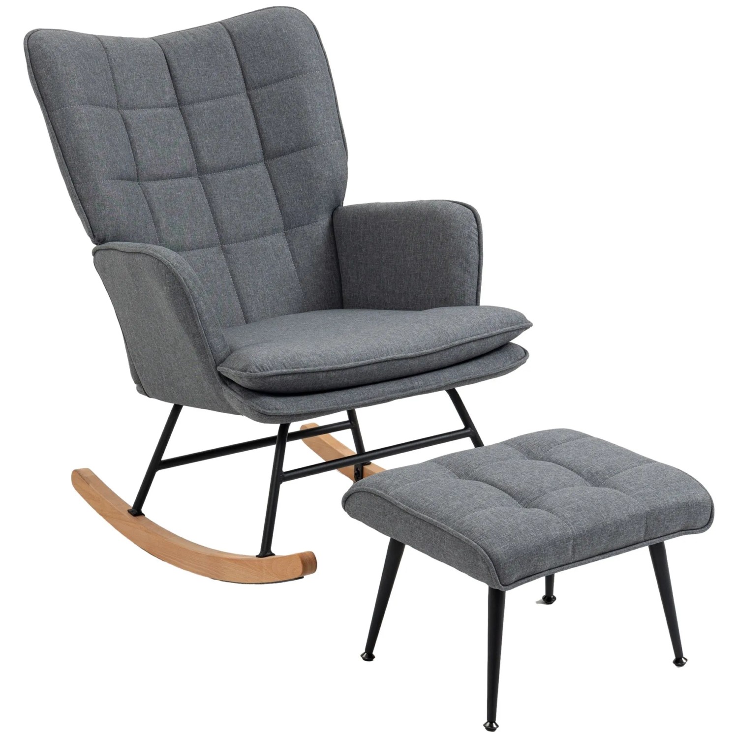 HOMCOM Schaukelstuhl mit Hocker