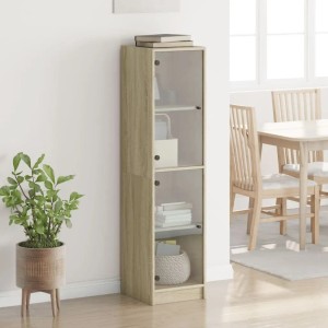 vidaXL Highboard mit Glastüren Sonoma-Eiche 35x37x142 cm 836436