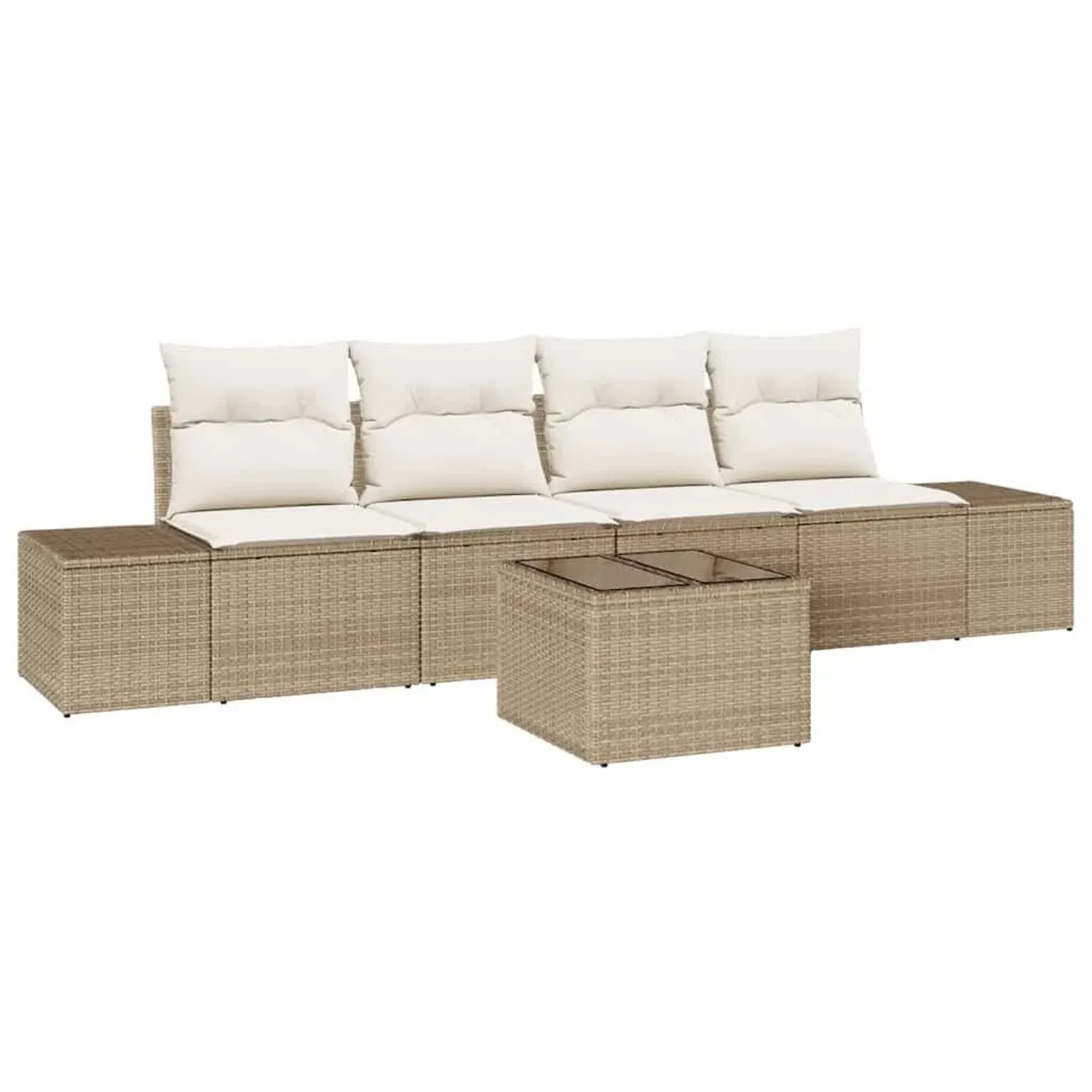 vidaXL Sofa Set mit Kissen 5-Tlg Beige und Creme Poly-Rattan 3346931 günstig online kaufen