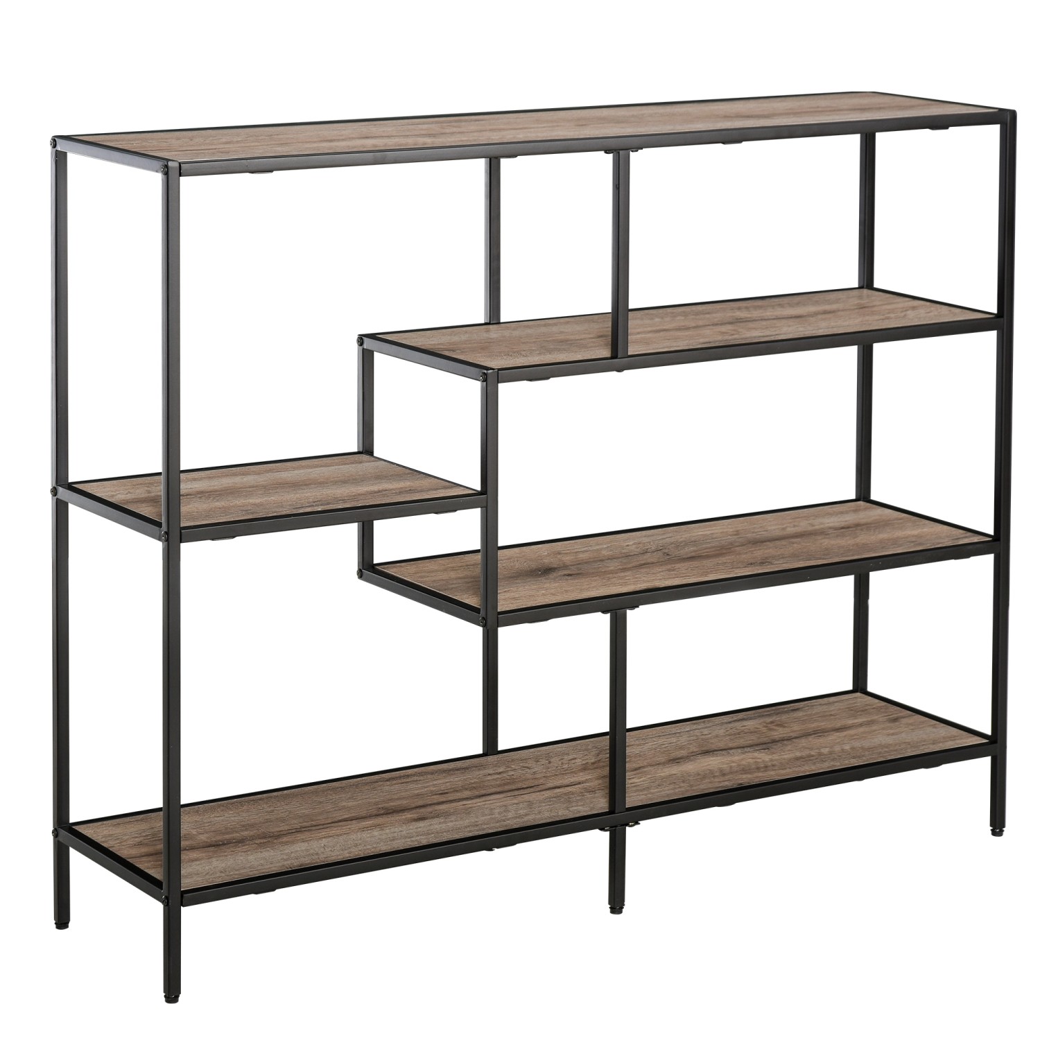 HOMCOM Standregal P2 Spanplatte Metall Helle Eiche 120 x 32 x 95 cm günstig online kaufen