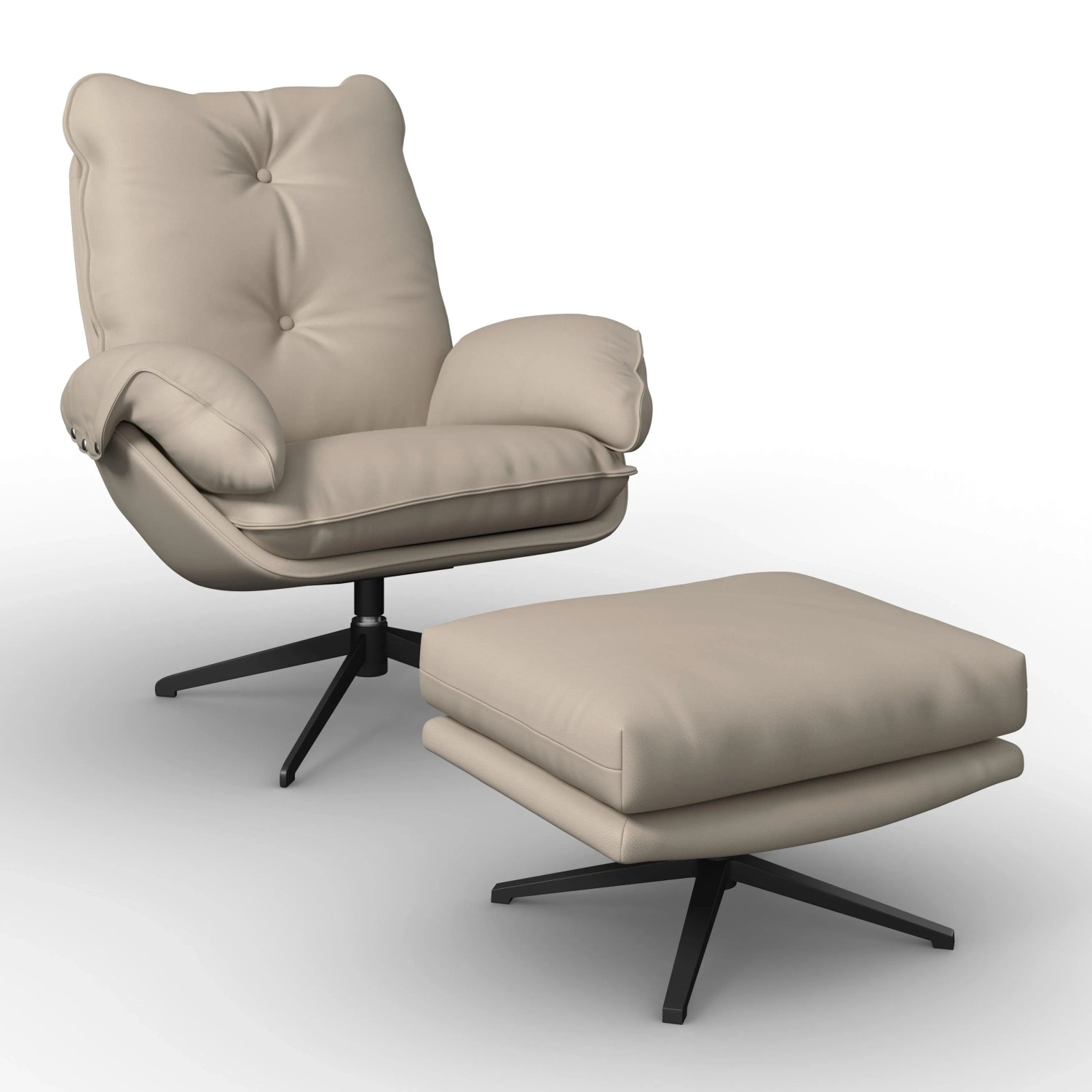 Bessagi Home Sessel Andrea Lederlook Beige Drehbar