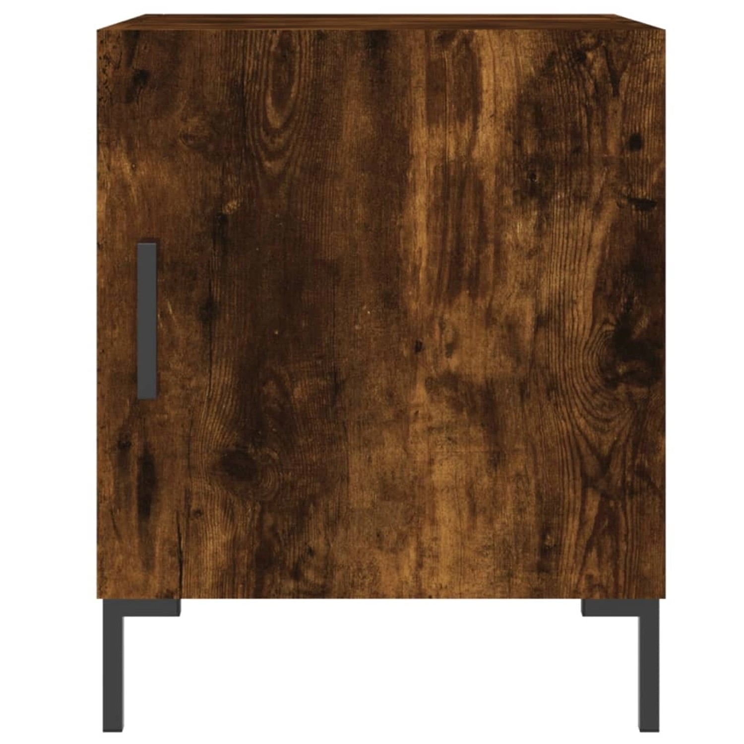 vidaXL Nachttisch (2 Stk.) in Räuchereiche, 40x40x50 cm, mit Tür und Metallfüßen.