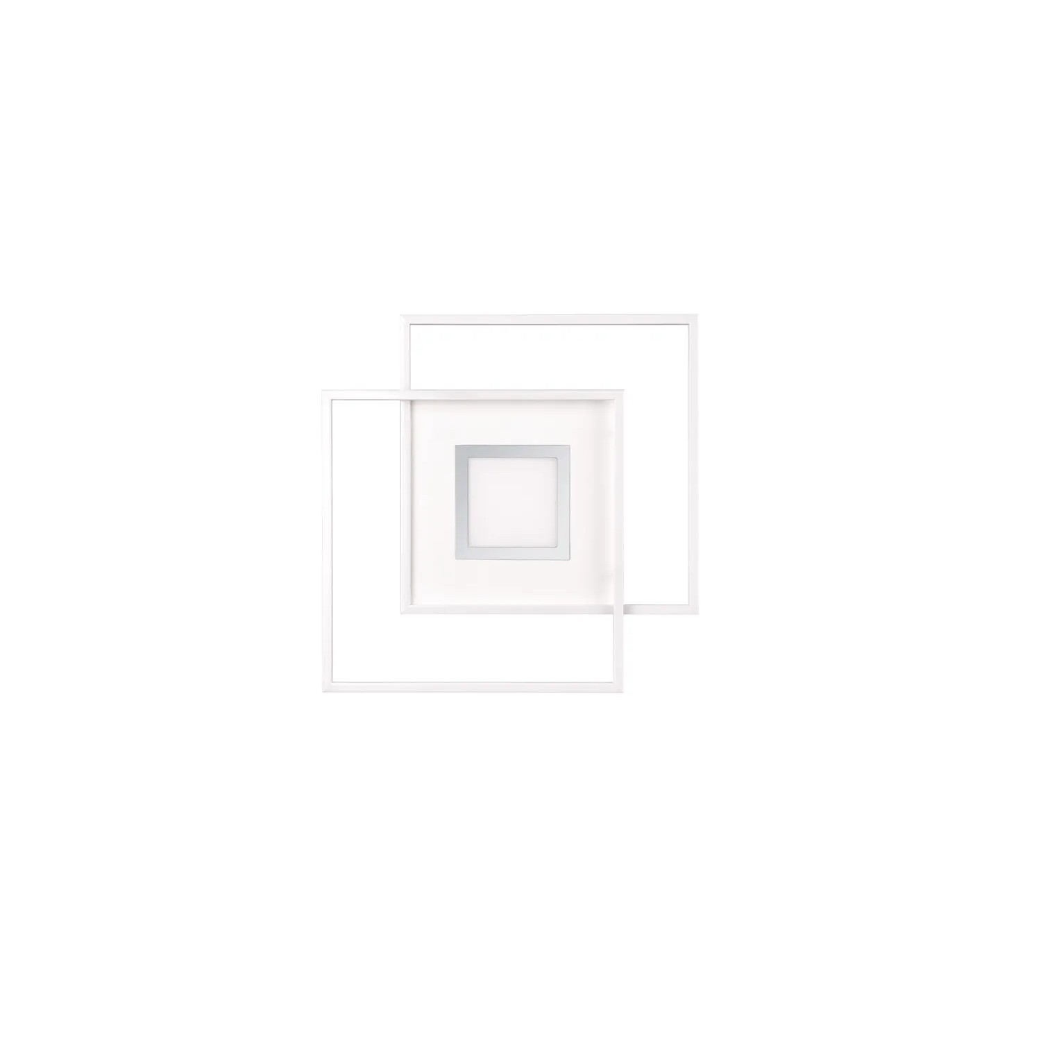 Weiße, quadratische Trio LED-Deckenleuchte Via, 50x50 cm, für Wohnräume.