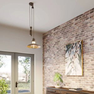 Lindby Pendelleuchte Louisanne 9621018 Maritim in Braun aus Metall 1-flammig E27 Flurleuchte