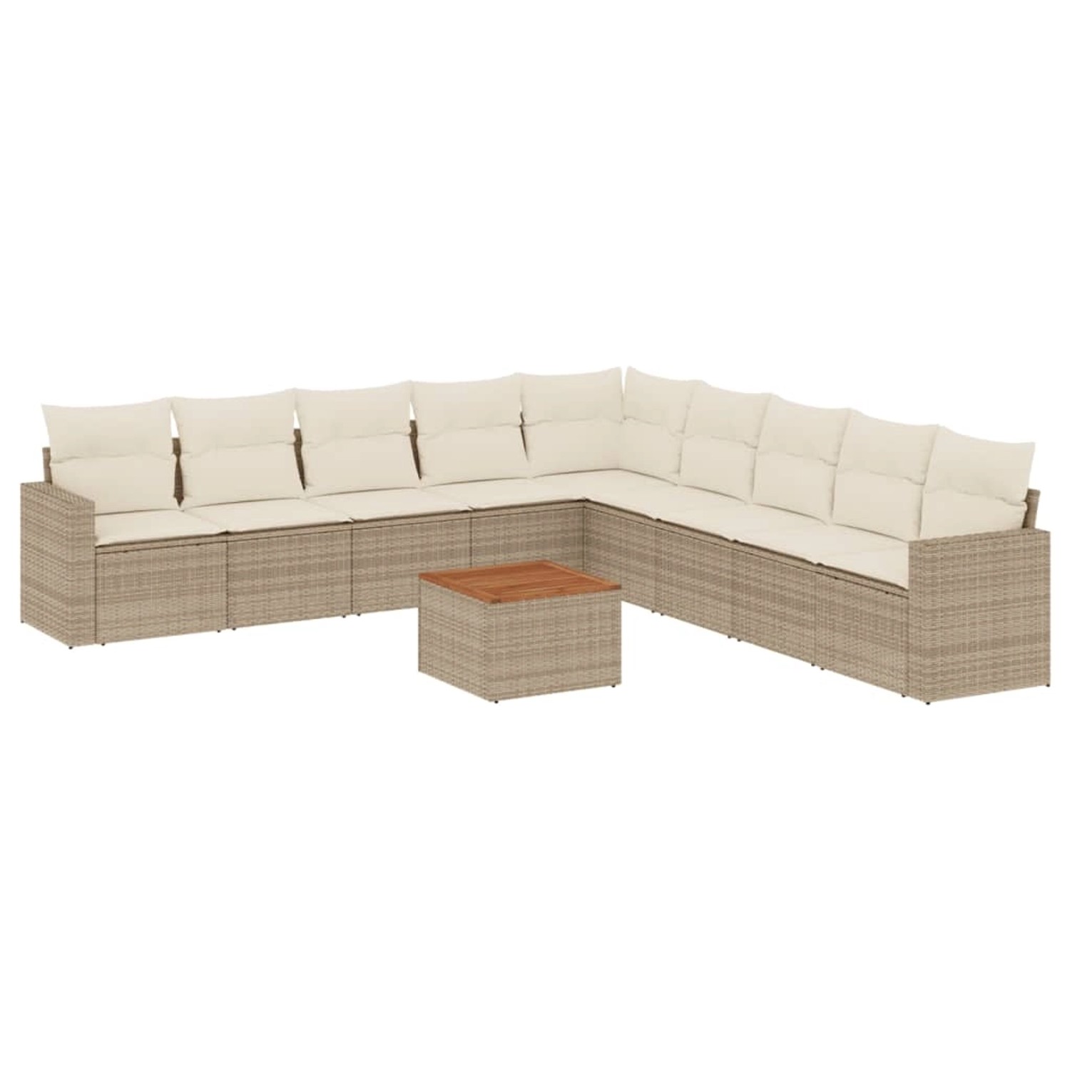 vidaXL 10-Tlg Garten-Sofagarnitur mit Kissen Beige Poly Rattan 3256499 günstig online kaufen