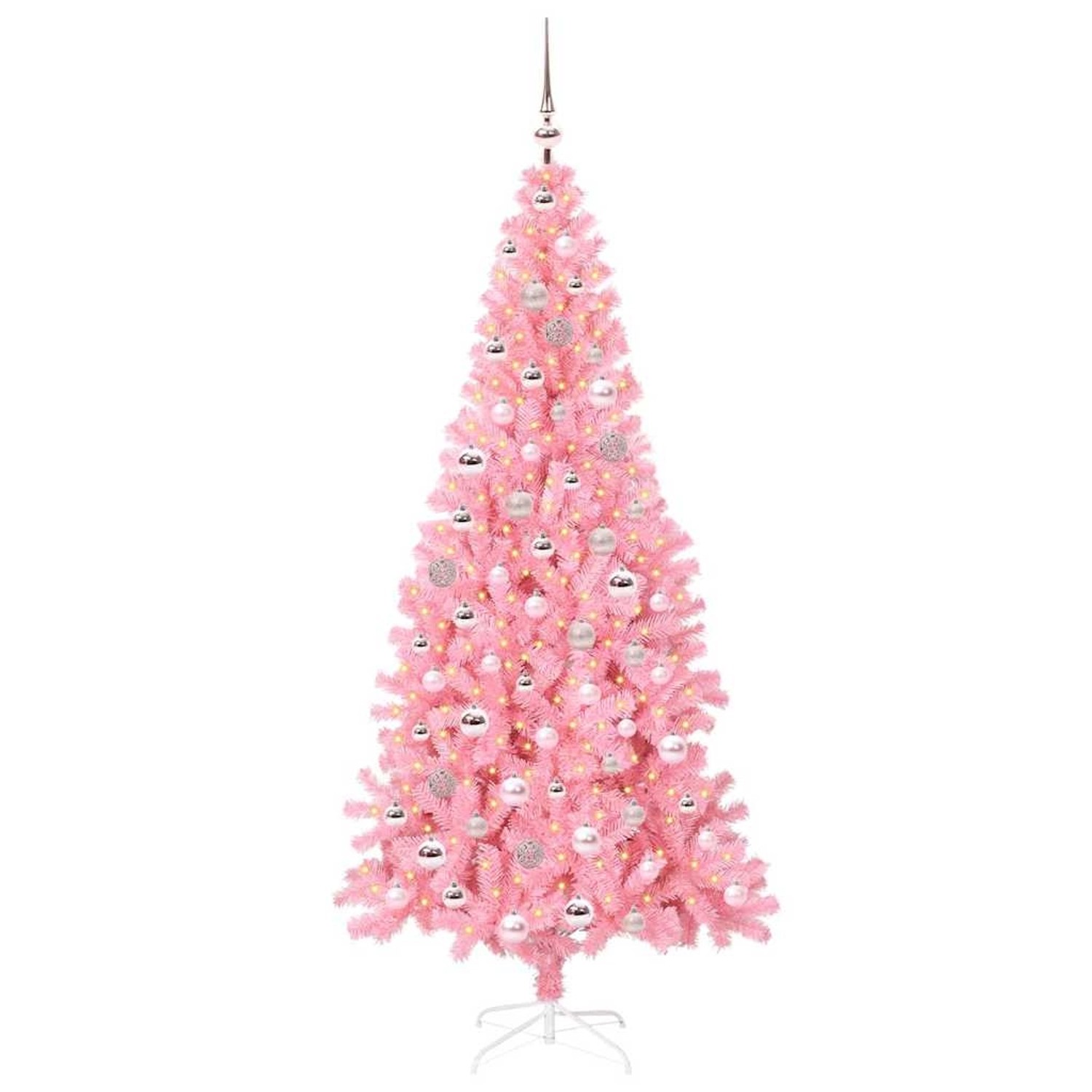 vidaXL Weihnachtsbaum mit 300 LEDs mit Ständer Rosa 210 cm PVC 3396440