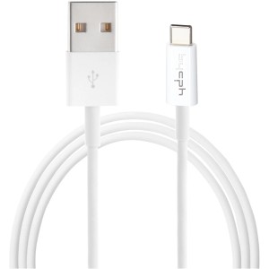 Weißes USB 2.0 Ladekabel mit USB Typ-C Anschluss, 1 m Länge für Computer & Multimedia.