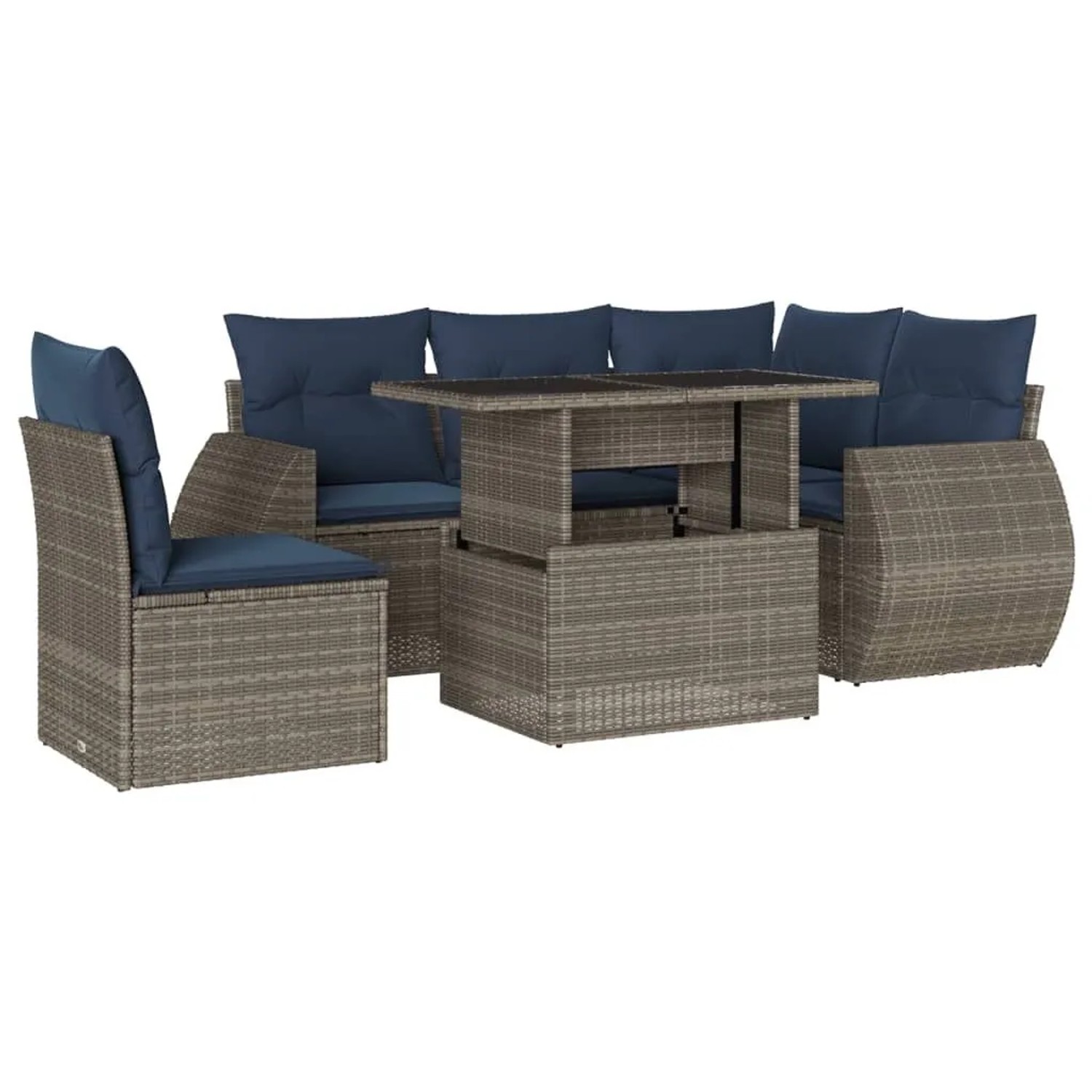 vidaXL 6-Tlg Gartensofa-Set mit Kissen Grau Polyrattan 3268541 günstig online kaufen