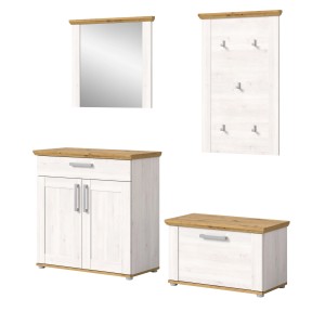 Inn.Furn Garderoben-Set 4-teilig Weiß Lärche 190 cm Landhaus Mirano
