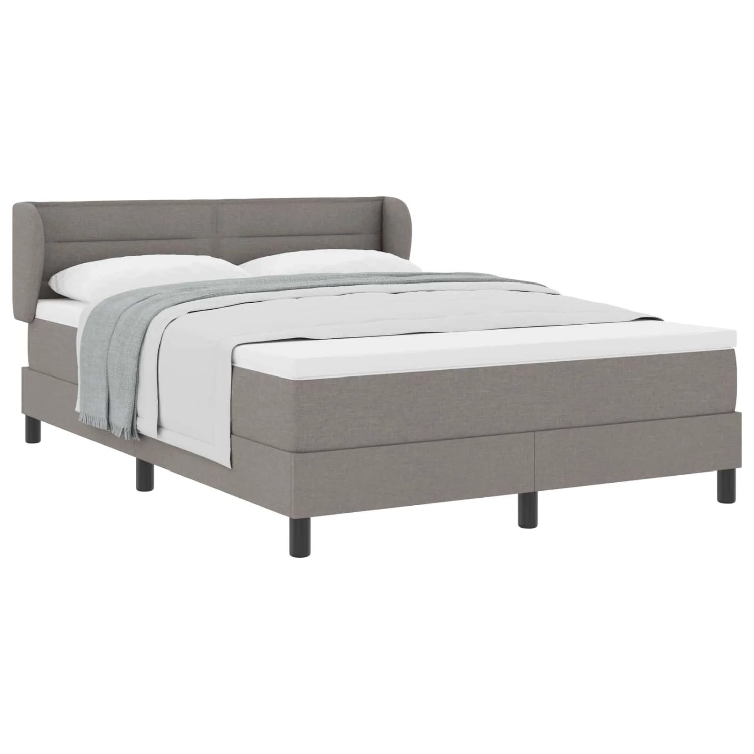 vidaXL Boxspringbett mit Matratze Taupe 140 x 190 cm Stoff 3339958